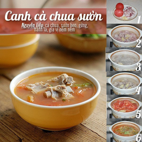 Cách làm món canh cà chua nấu sườn: Cách làm món canh cà chua nấu sườn: