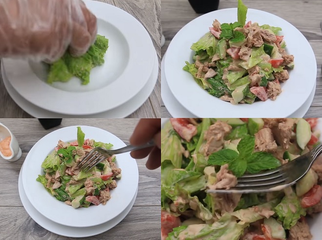 Các bước thực hiện món Salad cá ngừ chua ngọt